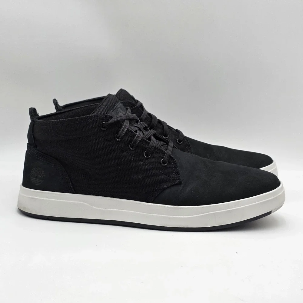 Timberland Mens Davis Square Chukka Black Nubuck Shoes Sneakers Size‎ 11.5 US